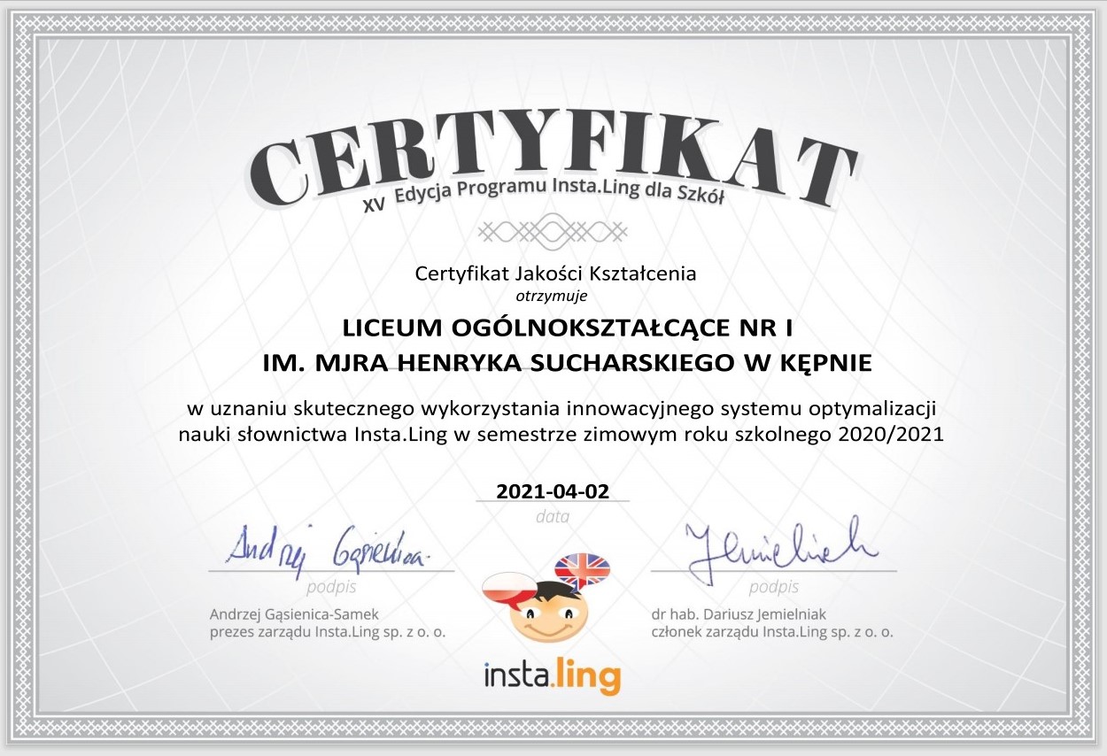 certyfikat jakości kształcenia